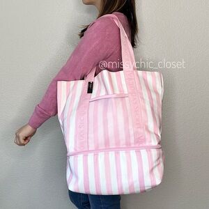 NWT Victoria’s Secret Pink White Stripe Cooler Tote